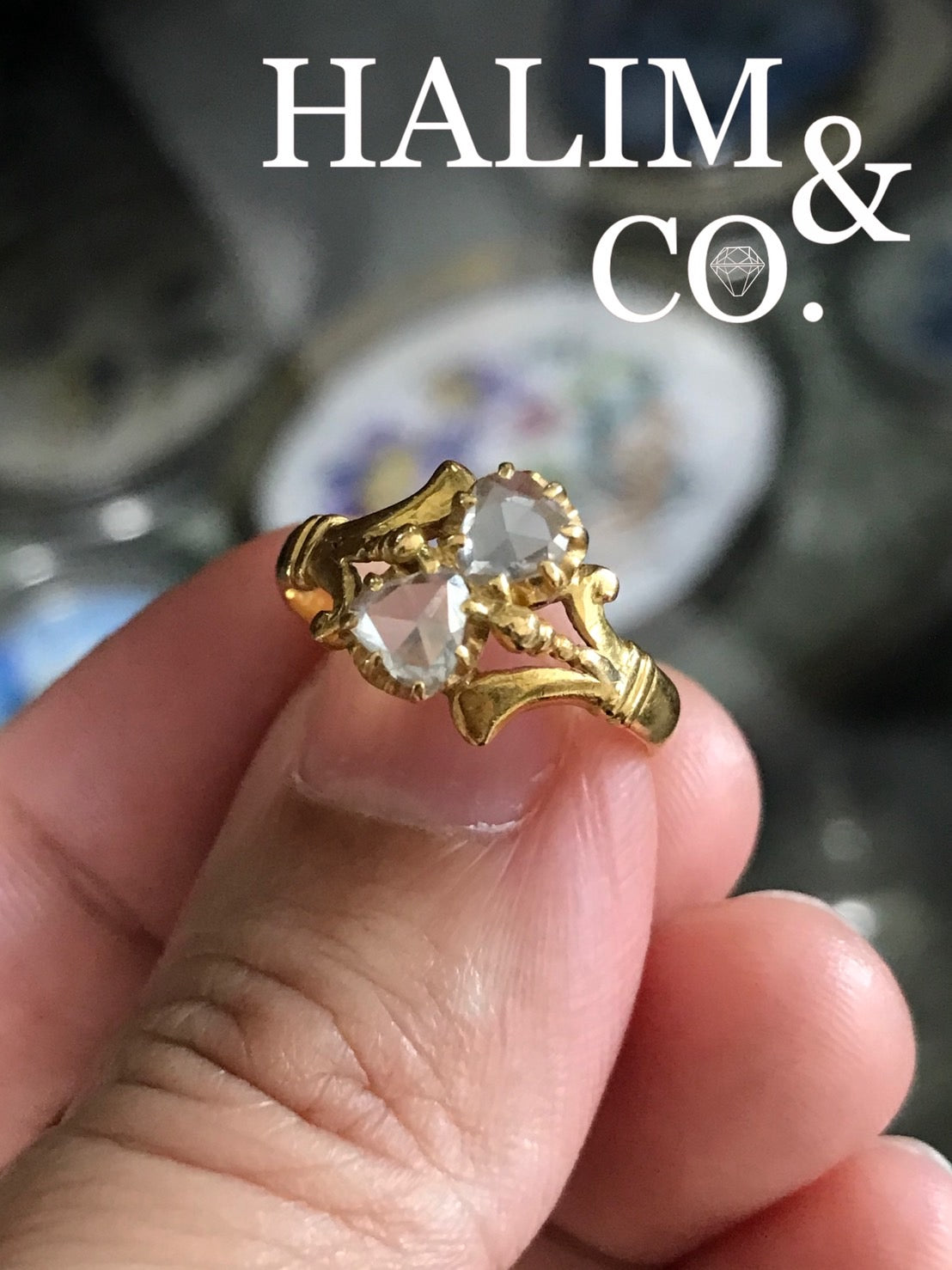 Antique Rose Cut Diamond Ring. Kebaya Jewelry / Peranakan Nyonya Jewelry