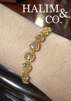 Antique Rose Cut Diamond Flower Bracelet With 18k Gold. Kebaya Jewelry / Peranakan Nyonya Jewelry