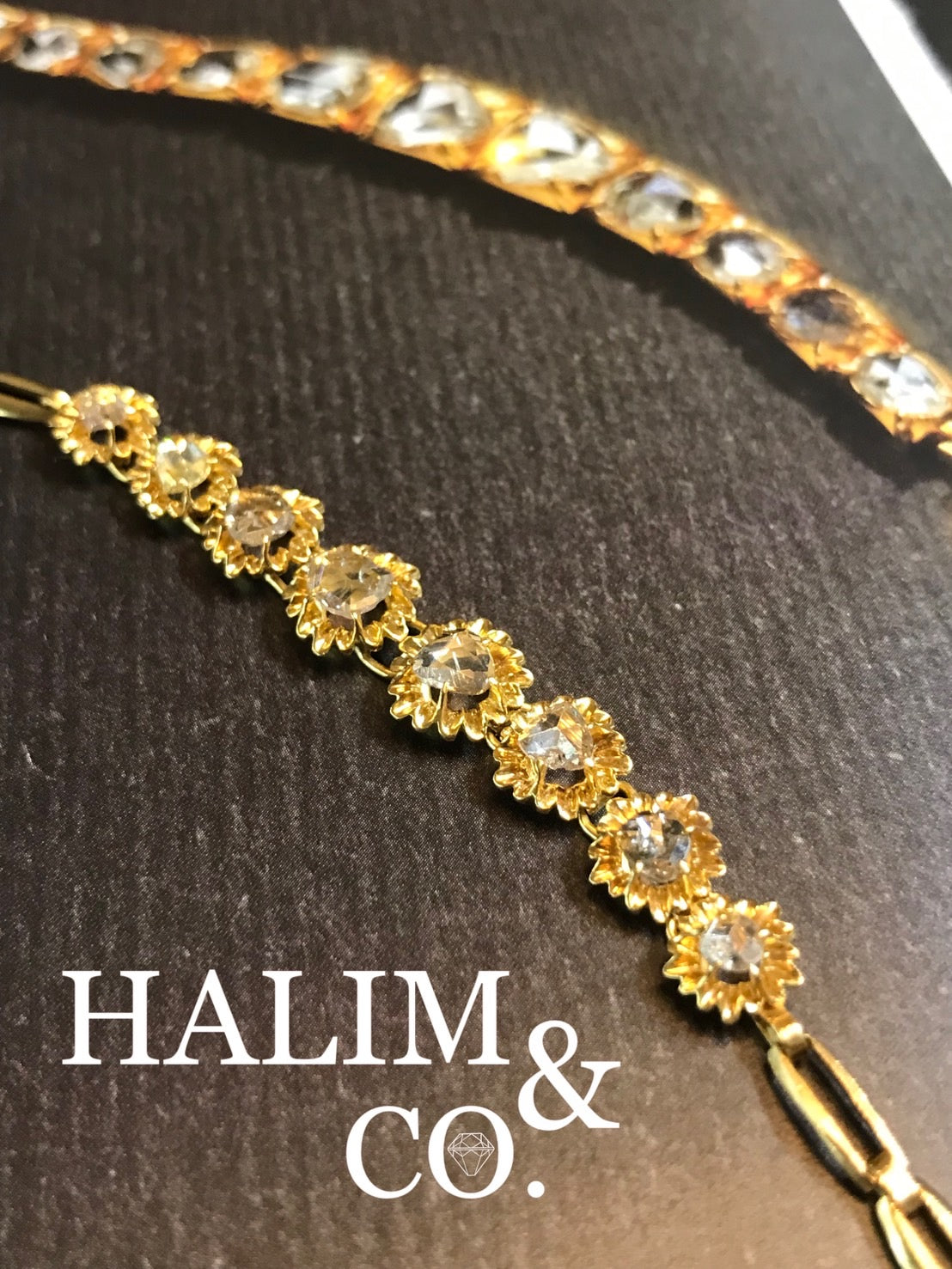 Antique Rose Cut Diamond Flower Bracelet With 18k Gold. Kebaya Jewelry / Peranakan Nyonya Jewelry