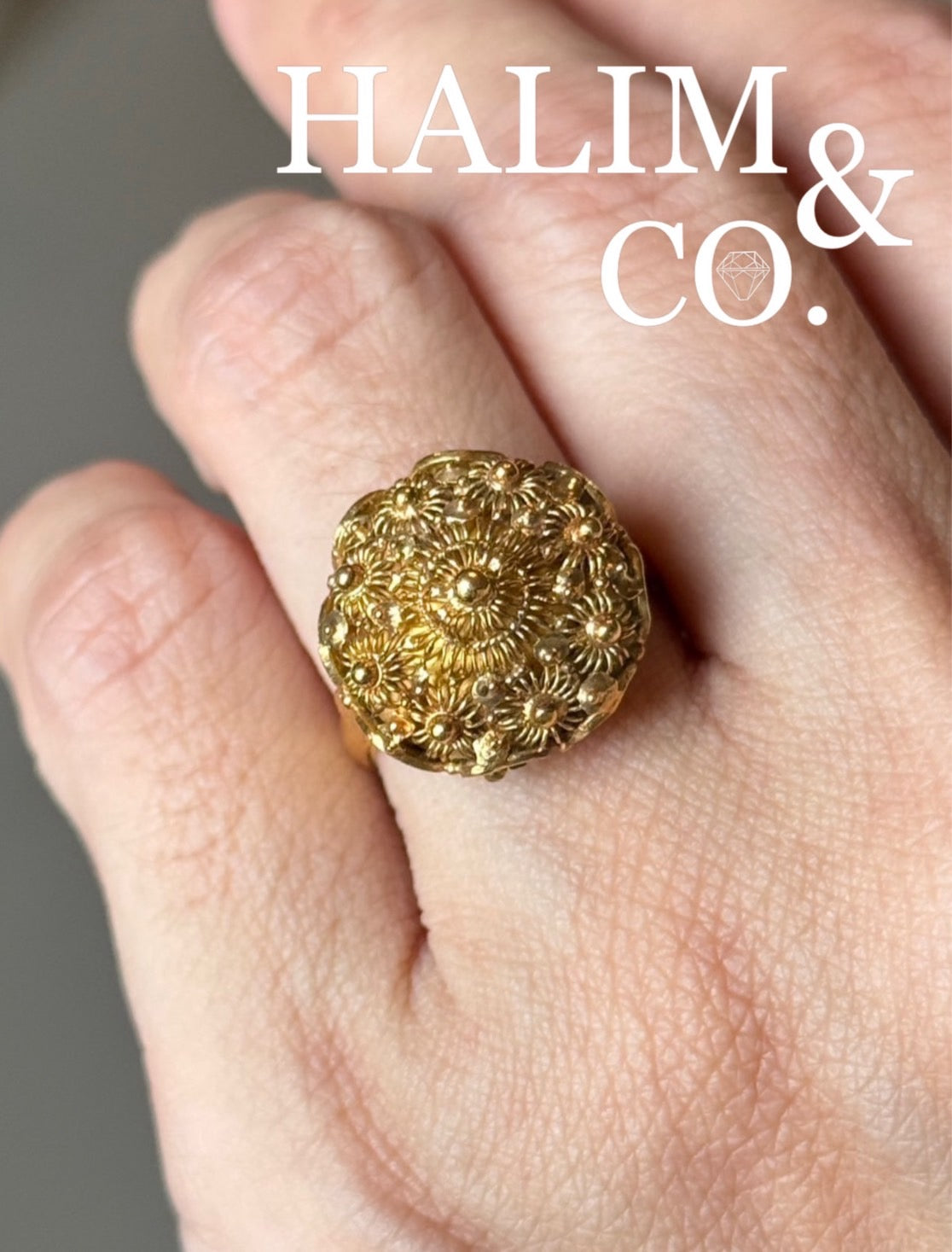 Antique Sattabongkot Lotus Ring With 22k Gold. Thai Traditional Jewelry Style