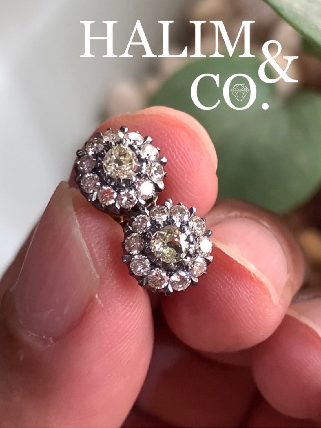 Antique Old European Cut Diamond Earrings. Kebaya Jewelry / Peranakan Nyonya Jewelry