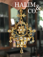 Antique Rose Cut Diamond Pendant With 18k Gold. Kebaya Jewelry / Peranakan Nyonya Jewelry