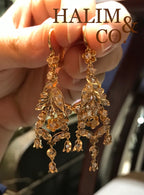 Antique Polki Diamond Bird Chandelier Earrings With 14k Gold. Kebaya Jewelry / Peranakan Nyonya Jewelry