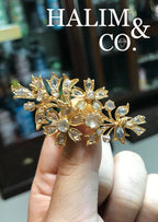 Antique Rose Cut Diamond Flower Brooch. Kebaya Jewelry / Peranakan Nyonya Jewelry