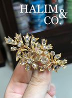 Antique Rose Cut Diamond Flower Brooch. Kebaya Jewelry / Peranakan Nyonya Jewelry
