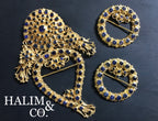 Antique Blue Sapphire Kerosang Thoe Brooches Set. Kebaya Jewelry / Peranakan Nyonya Jewelry