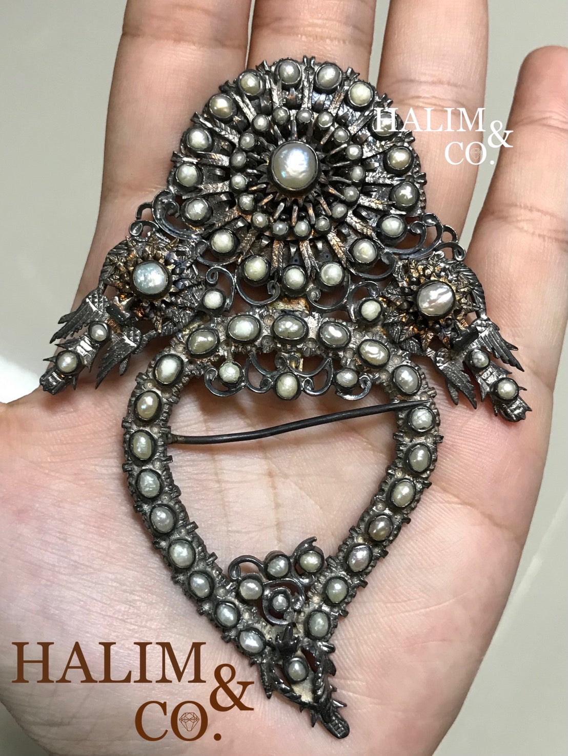 Antique Pearl Kerosang Thoe Brooches Set. Kebaya Jewelry / Peranakan Nyonya Jewelry