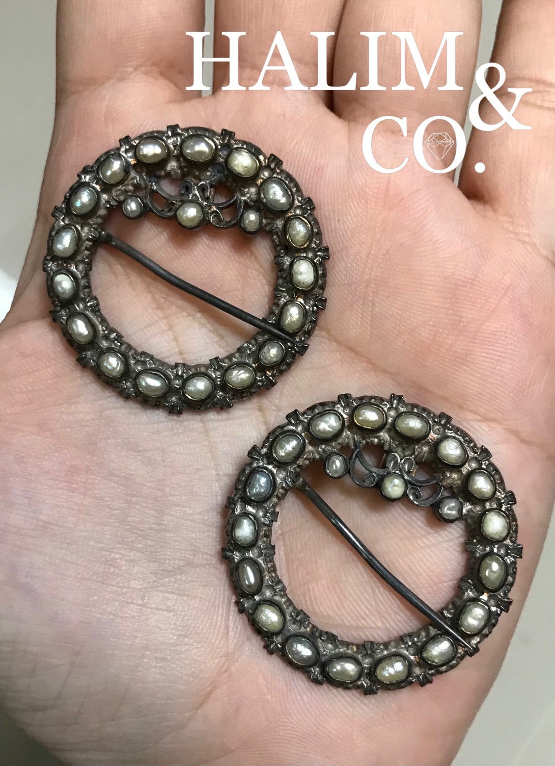 Antique Pearl Kerosang Thoe Brooches Set. Kebaya Jewelry / Peranakan Nyonya Jewelry