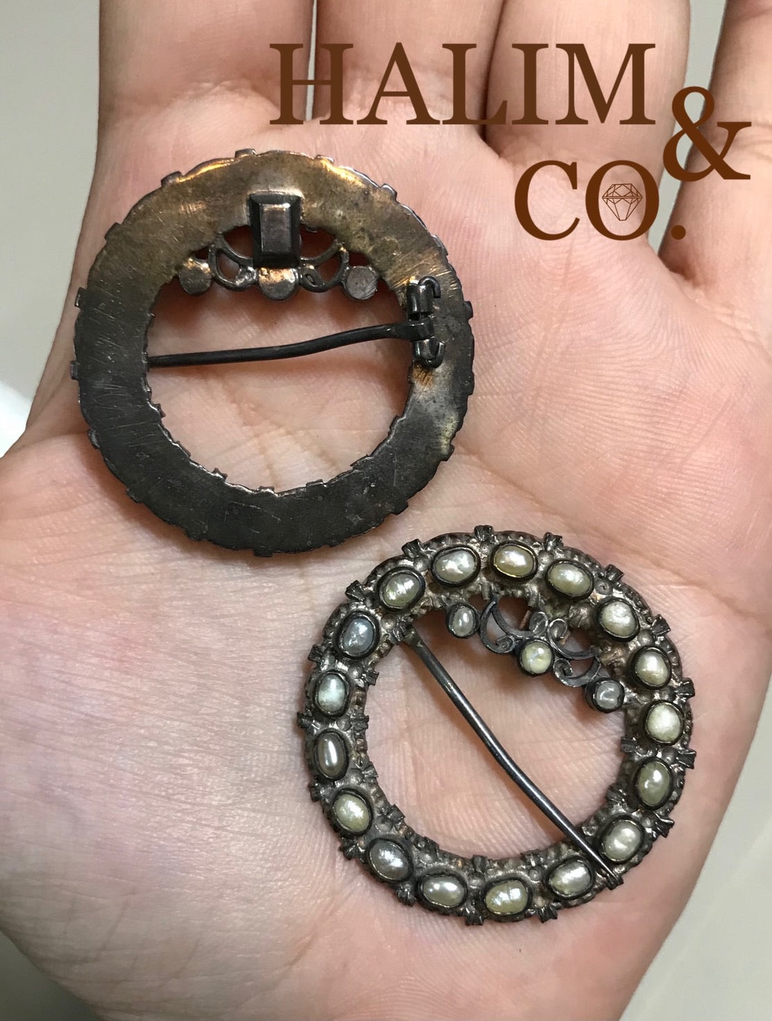Antique Pearl Kerosang Thoe Brooches Set. Kebaya Jewelry / Peranakan Nyonya Jewelry