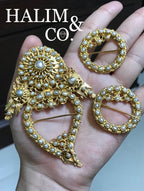 Antique Pearl Kerosang Thoe Brooches Set. Kebaya Jewelry / Peranakan Nyonya Jewelry