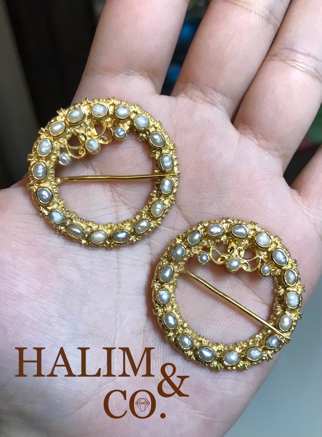 Antique Pearl Kerosang Thoe Brooches Set. Kebaya Jewelry / Peranakan Nyonya Jewelry