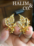 Antique Polki Diamond Phoenix Tail Earrings. Kebaya Jewelry / Peranakan Nyonya Jewelry