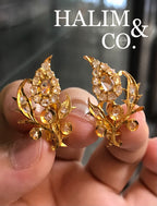 Antique Polki Diamond Phoenix Tail Earrings. Kebaya Jewelry / Peranakan Nyonya Jewelry