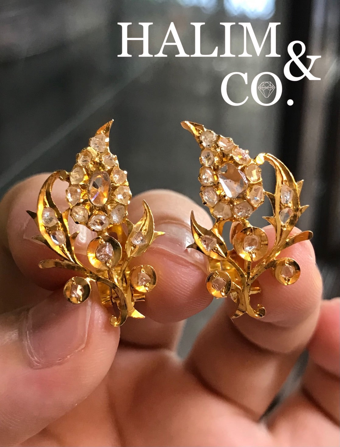 Antique Polki Diamond Phoenix Tail Earrings. Kebaya Jewelry / Peranakan Nyonya Jewelry