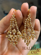 Antique Old Cut Diamond Chandelier Earrings. Kebaya Jewelry / Peranakan Nyonya Jewelry