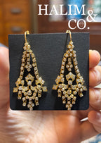 Antique Old Cut Diamond Chandelier Earrings. Kebaya Jewelry / Peranakan Nyonya Jewelry