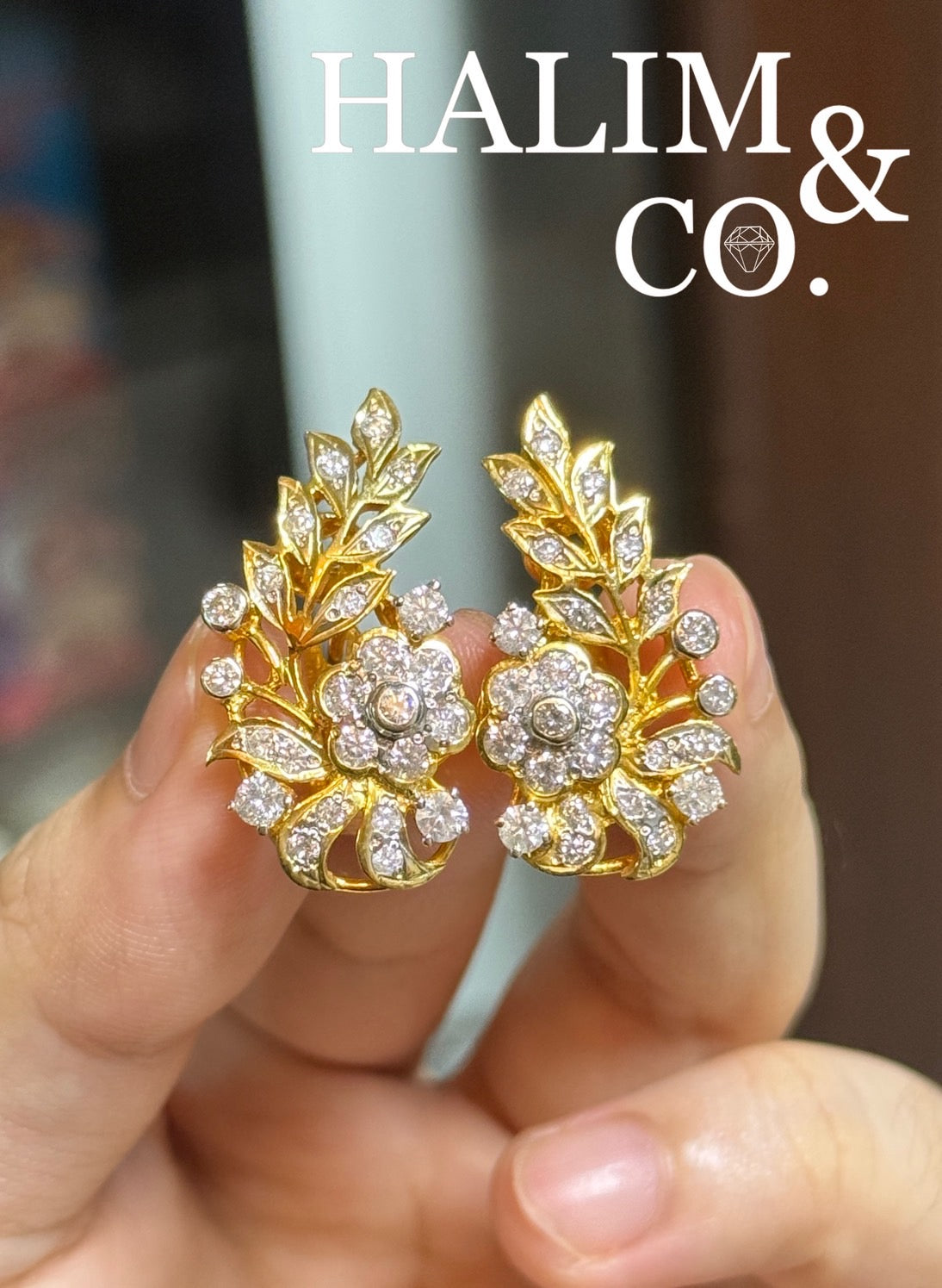 Antique Diamond Phoenix Tail Earrings. Kebaya Jewelry / Peranakan Nyonya Jewelry