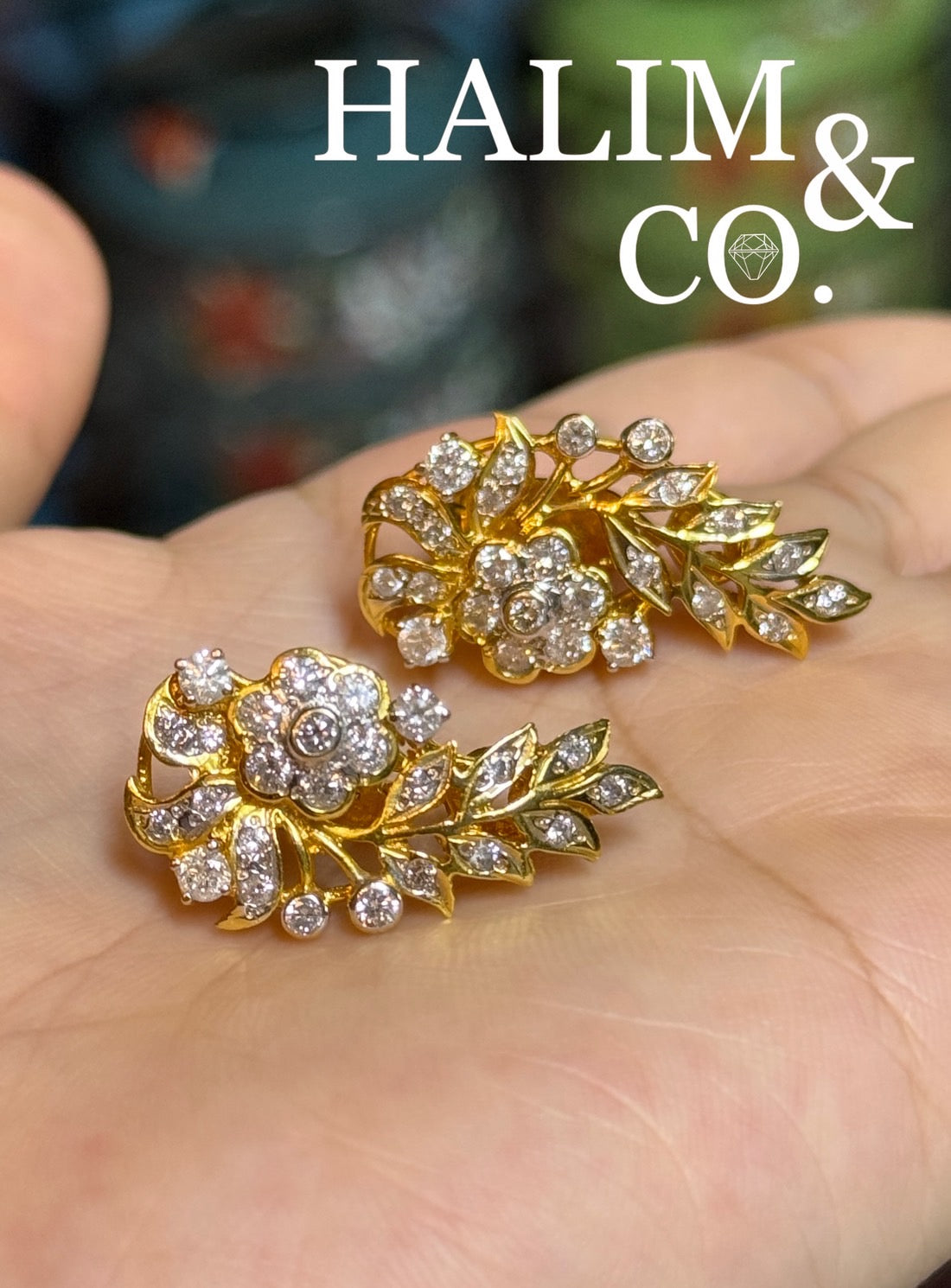 Antique Diamond Phoenix Tail Earrings. Kebaya Jewelry / Peranakan Nyonya Jewelry