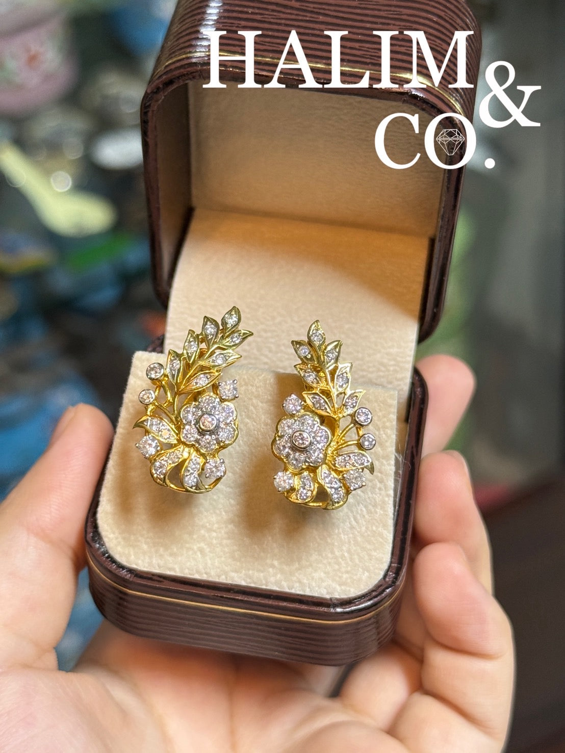 Antique Diamond Phoenix Tail Earrings. Kebaya Jewelry / Peranakan Nyonya Jewelry