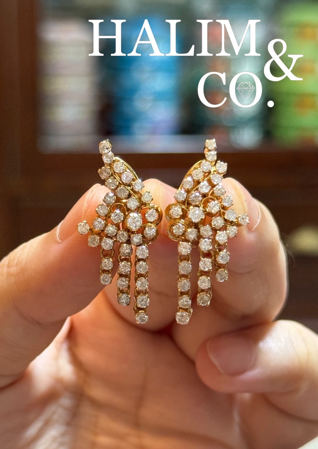 Antique Diamond Phoenix Tail Earrings. Kebaya Jewelry / Peranakan Nyonya Jewelry