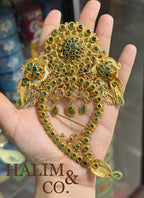 Antique Emerald Kerosang Thoe Brooches Set. Kebaya Jewelry / Peranakan Nyonya Jewelry