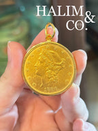 1896 United States 20 dollar Liberty Gold Coin Pendant. Kebaya Jewelry / Peranakan Nyonya Jewelry