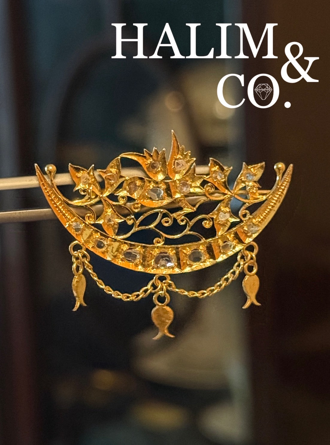 Antique Bird Polki Diamond Brooch With 18k Gold. Kebaya Jewelry / Peranakan Nyonya Jewelry