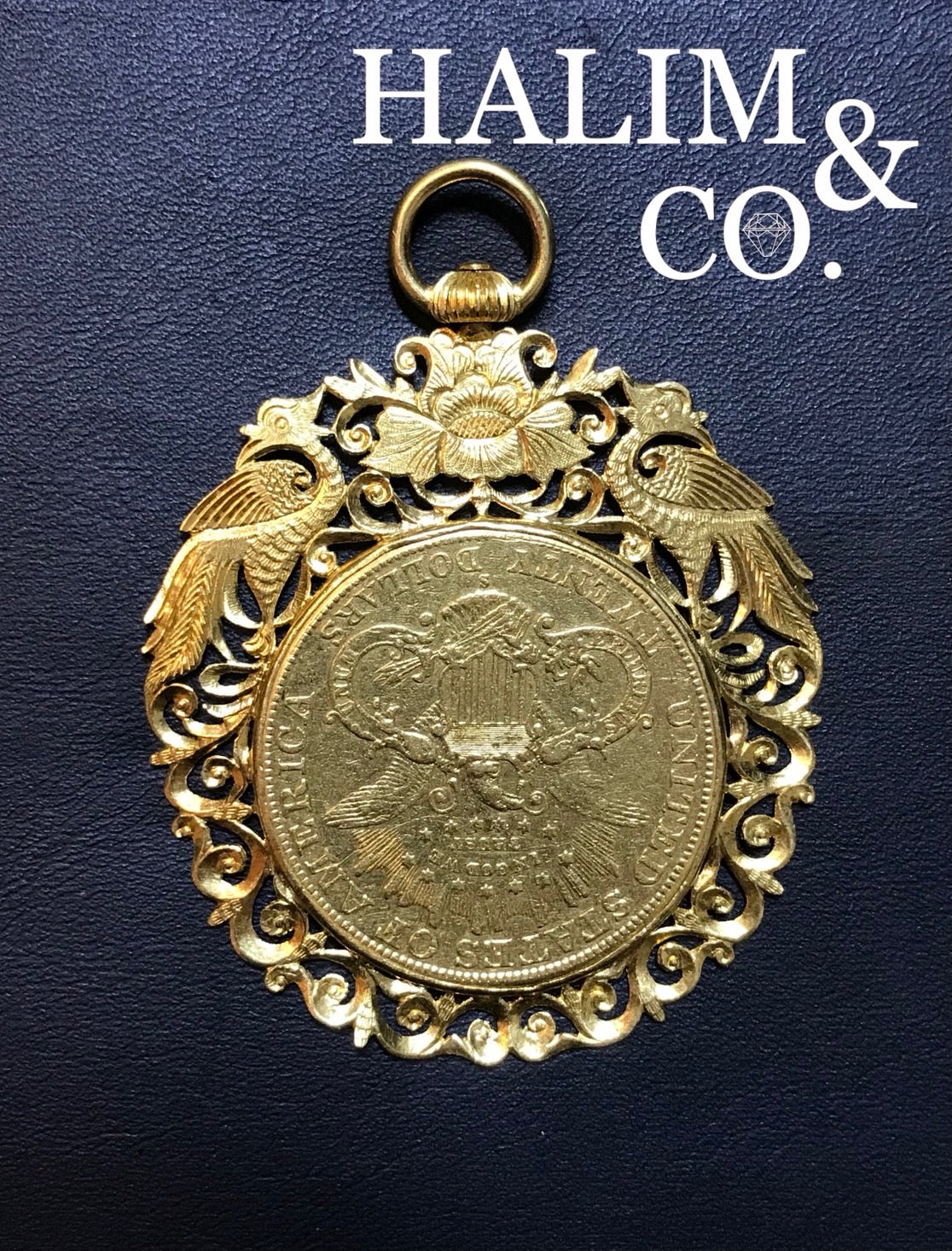 1906 United States 20 dollar Liberty Gold Coin Pendant. Kebaya Jewelry / Peranakan Nyonya Jewelry