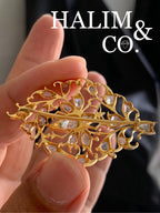Antique Rose Cut Diamond Brooch With Gold. Kebaya Jewelry / Peranakan Nyonya Jewelry