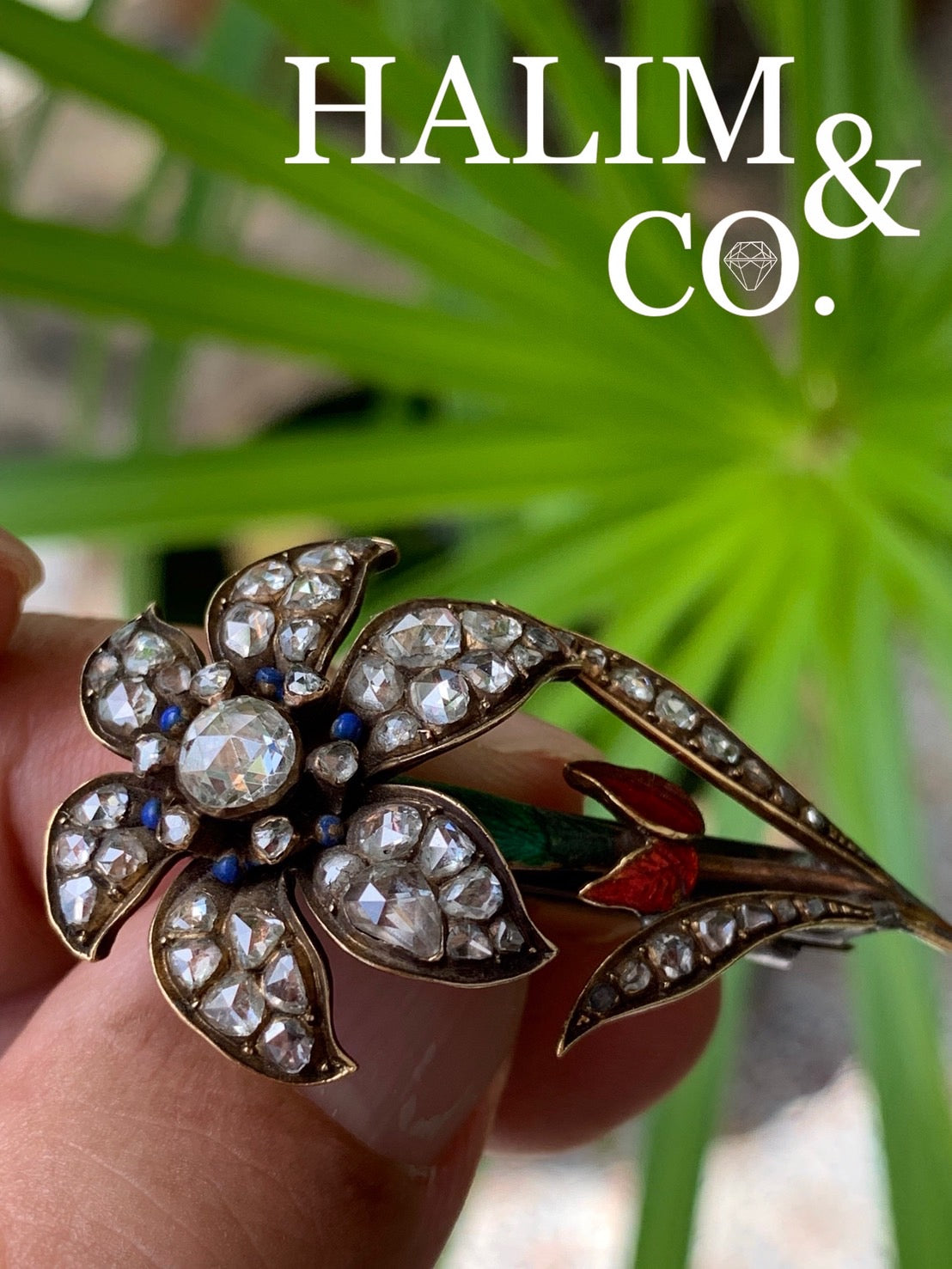 Antique Rose Cut Diamond Brooch.