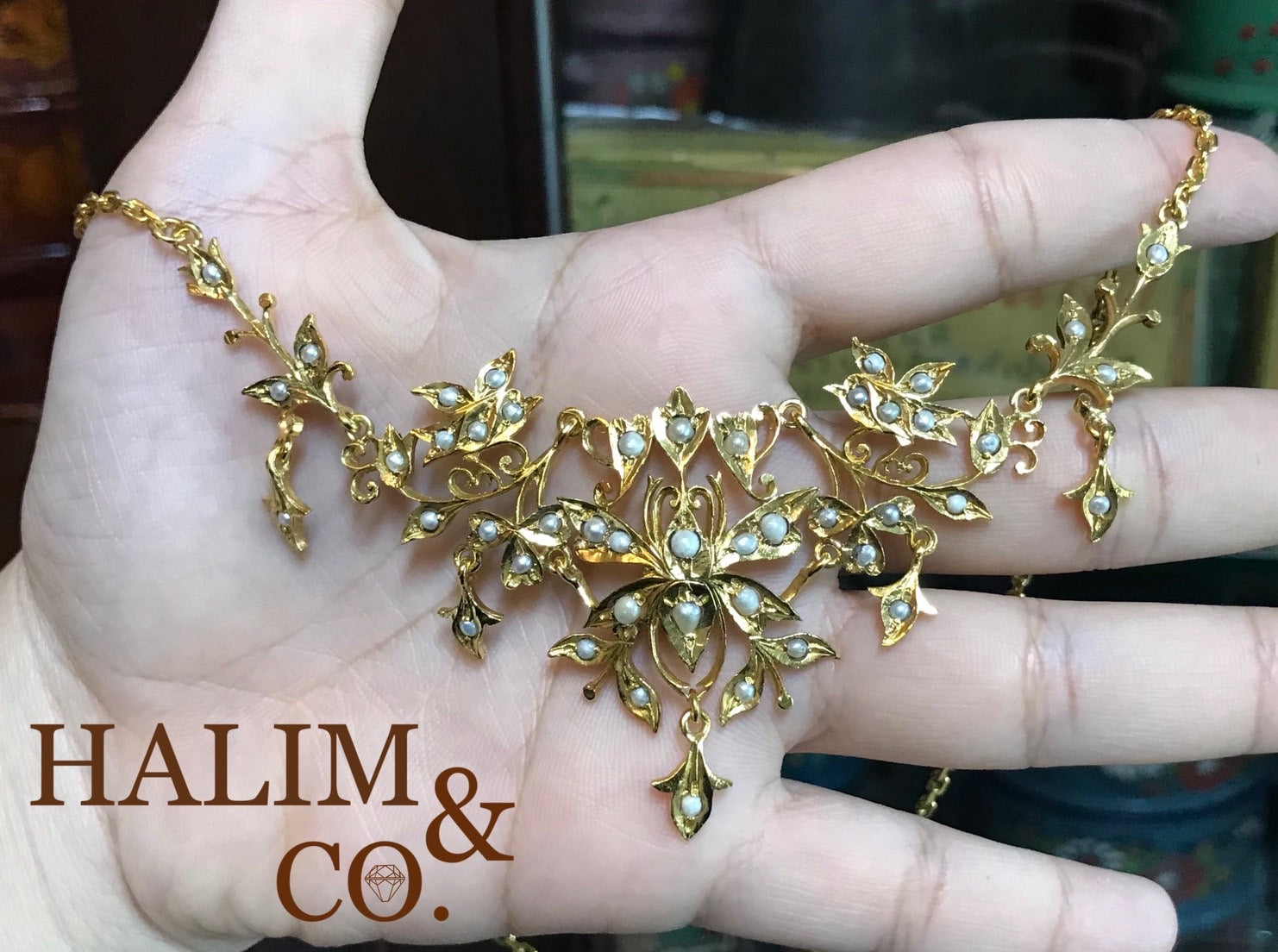 Antique Pearl Necklace. Kebaya Jewelry / Peranakan Nyonya Jewelry