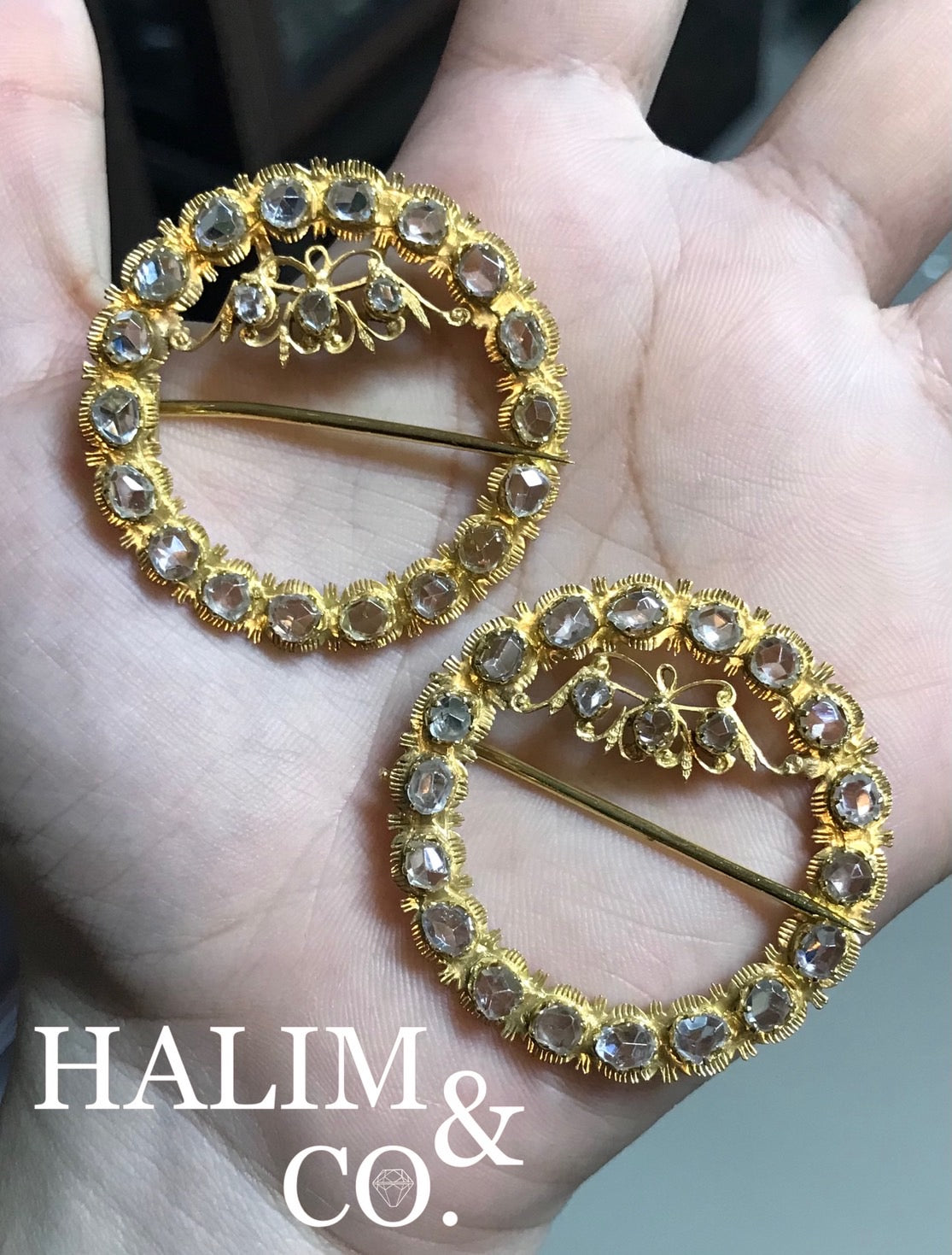 A gorgeous set of three antique zircon brooches set. Kebaya Jewelry / Peranakan Nyonya Jewelry Kebaya Jewelry / Peranakan Nyonya Jewelry