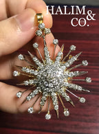 Star Brilliant Cut Diamond Brooch/Pendant With Gold. Kebaya Jewelry / Peranakan Nyonya Jewelry