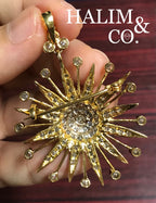 Star Brilliant Cut Diamond Brooch/Pendant With Gold. Kebaya Jewelry / Peranakan Nyonya Jewelry
