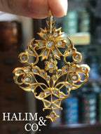 Antique Polki Diamond Flower Pendant With 14k Gold. Kebaya Jewelry / Peranakan Nyonya Jewelry