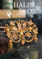 Antique Bird Rose Cut Diamond Brooch With 22k Gold. Kebaya Jewelry / Peranakan Nyonya Jewelry