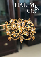 Antique Bird Rose Cut Diamond Brooch With 22k Gold. Kebaya Jewelry / Peranakan Nyonya Jewelry