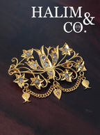 Antique Bird Rose Cut Diamond Brooch With 22k Gold. Kebaya Jewelry / Peranakan Nyonya Jewelry