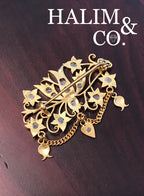 Antique Bird Rose Cut Diamond Brooch With 22k Gold. Kebaya Jewelry / Peranakan Nyonya Jewelry