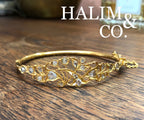 Antique Gold Bangle With Rose Cut Diamond. Kebaya Jewelry / Peranakan Nyonya Jewelry