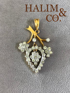 Antique Diamond Pendant With 14k Gold. Kebaya Jewelry / Peranakan Nyonya Jewelry