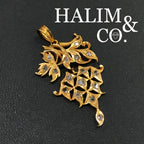 Antique Polki Diamond Pendant With Gold. Kebaya Jewelry / Peranakan Nyonya Jewelry