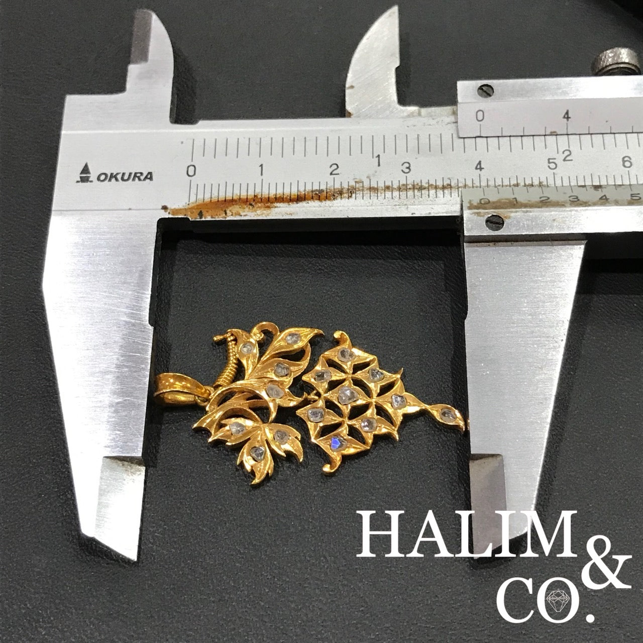 Antique Polki Diamond Pendant With Gold. Kebaya Jewelry / Peranakan Nyonya Jewelry
