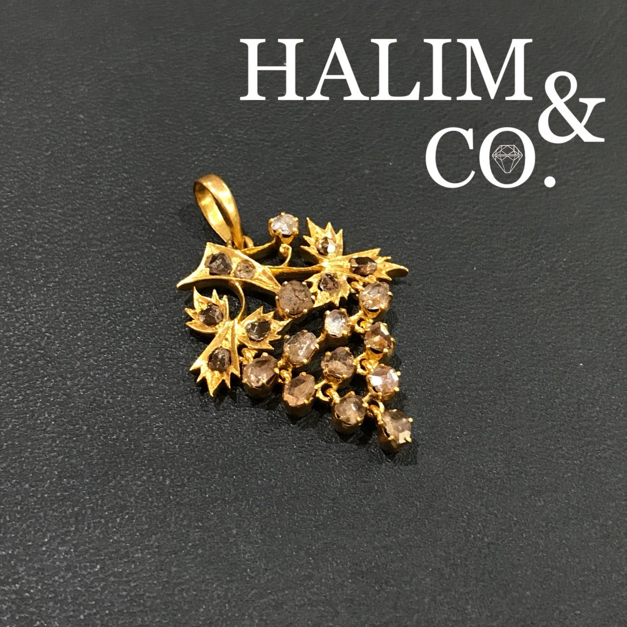 Antique Polki Diamond Pendant With Gold. Kebaya Jewelry / Peranakan Nyonya Jewelry