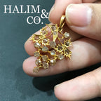 Antique Polki Diamond Pendant With Gold. Kebaya Jewelry / Peranakan Nyonya Jewelry