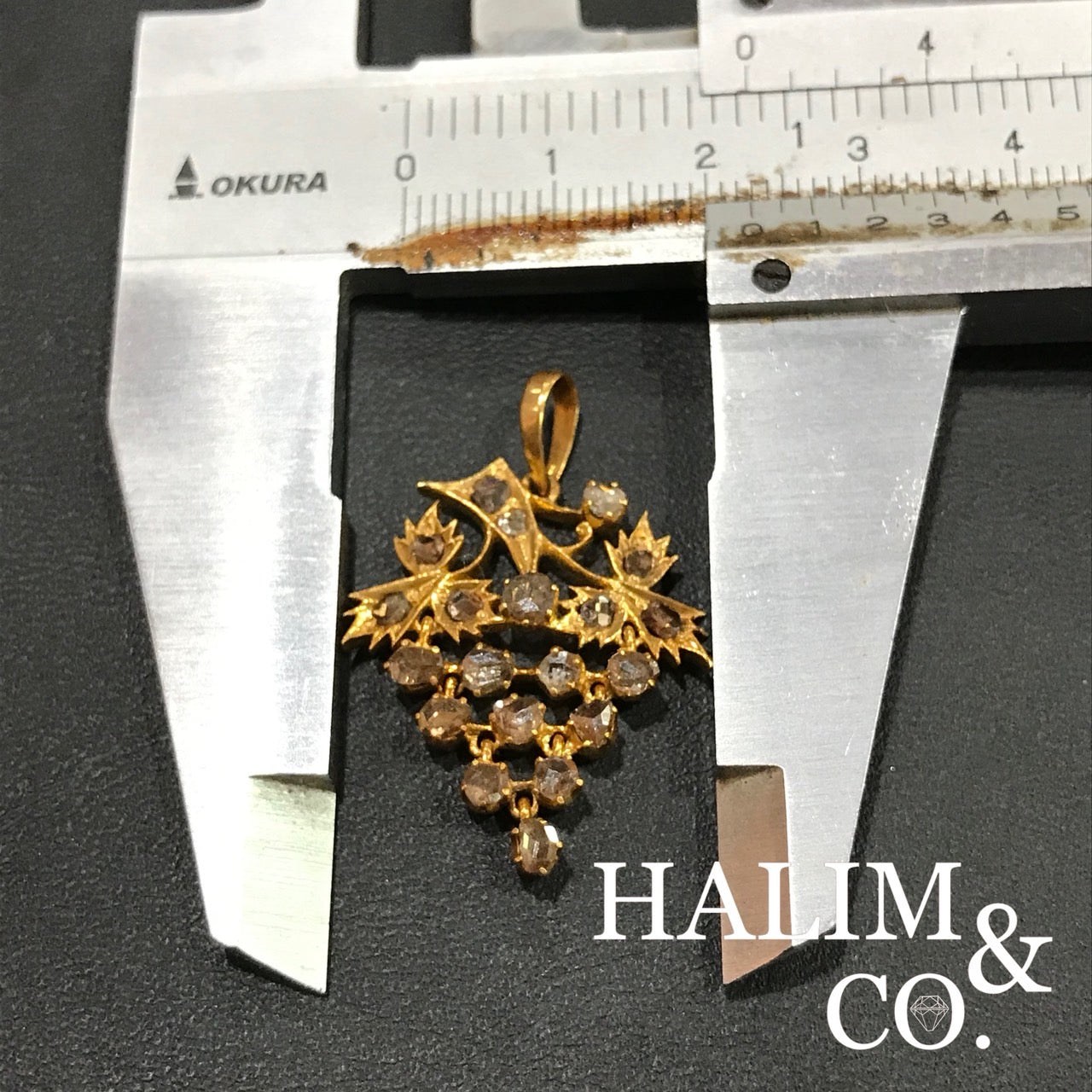 Antique Polki Diamond Pendant With Gold. Kebaya Jewelry / Peranakan Nyonya Jewelry