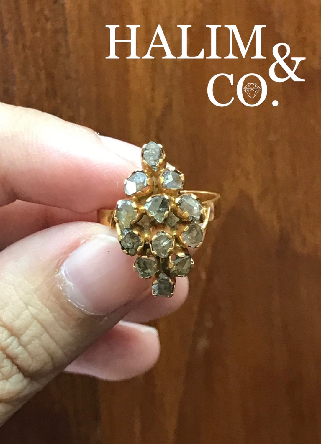 Antique Polki Diamond Ring. Kebaya Jewelry / Peranakan Nyonya Jewelry