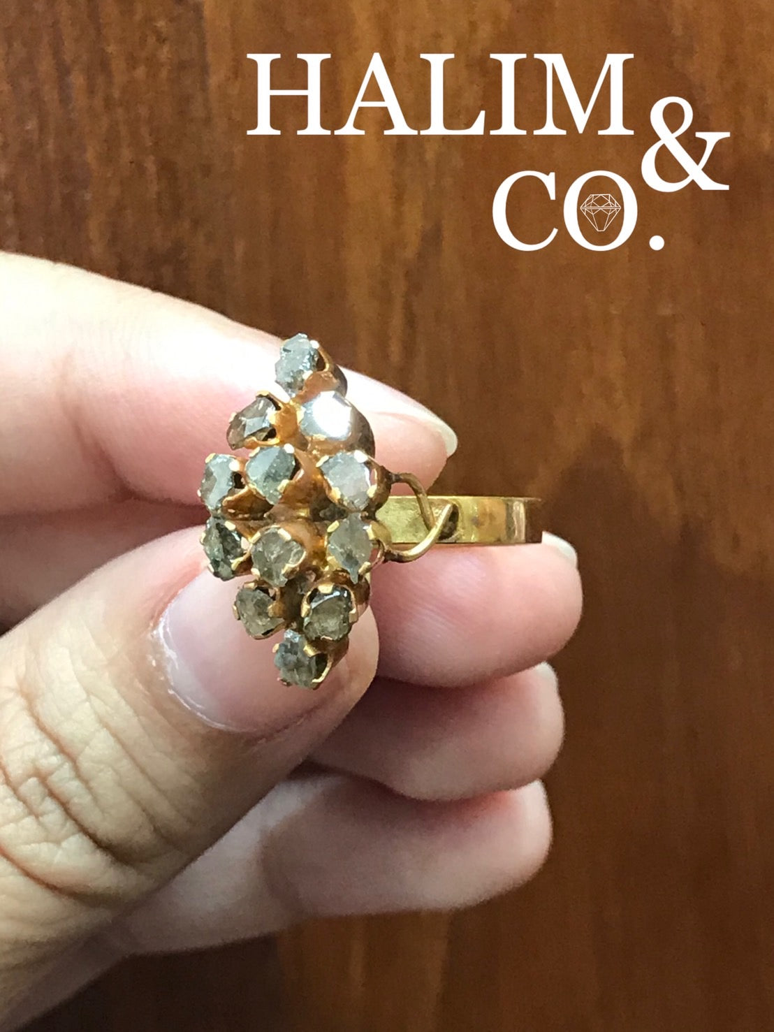 Antique Polki Diamond Ring. Kebaya Jewelry / Peranakan Nyonya Jewelry