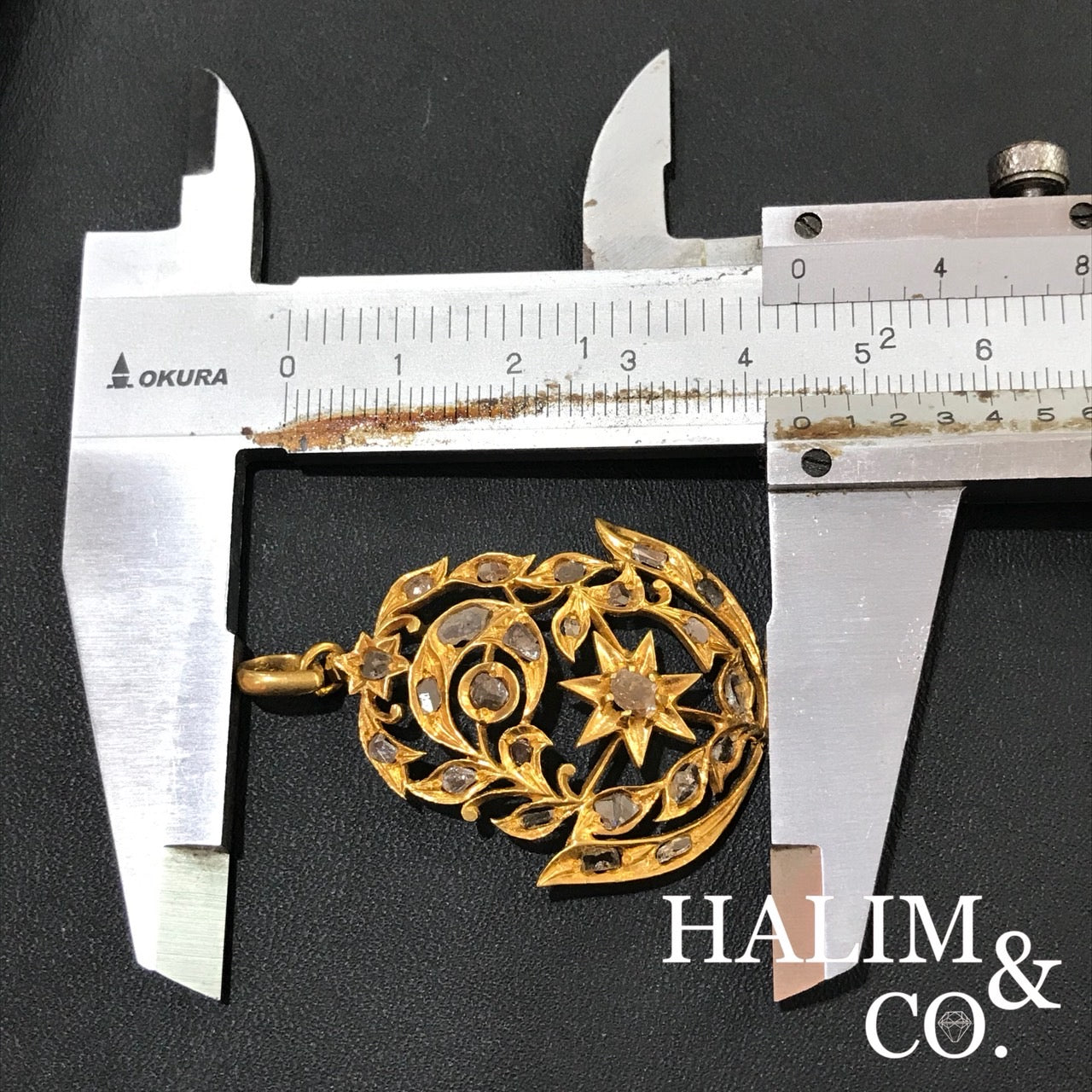 Antique Polki Diamond pendant. Peranakan Nyonya Jewelry