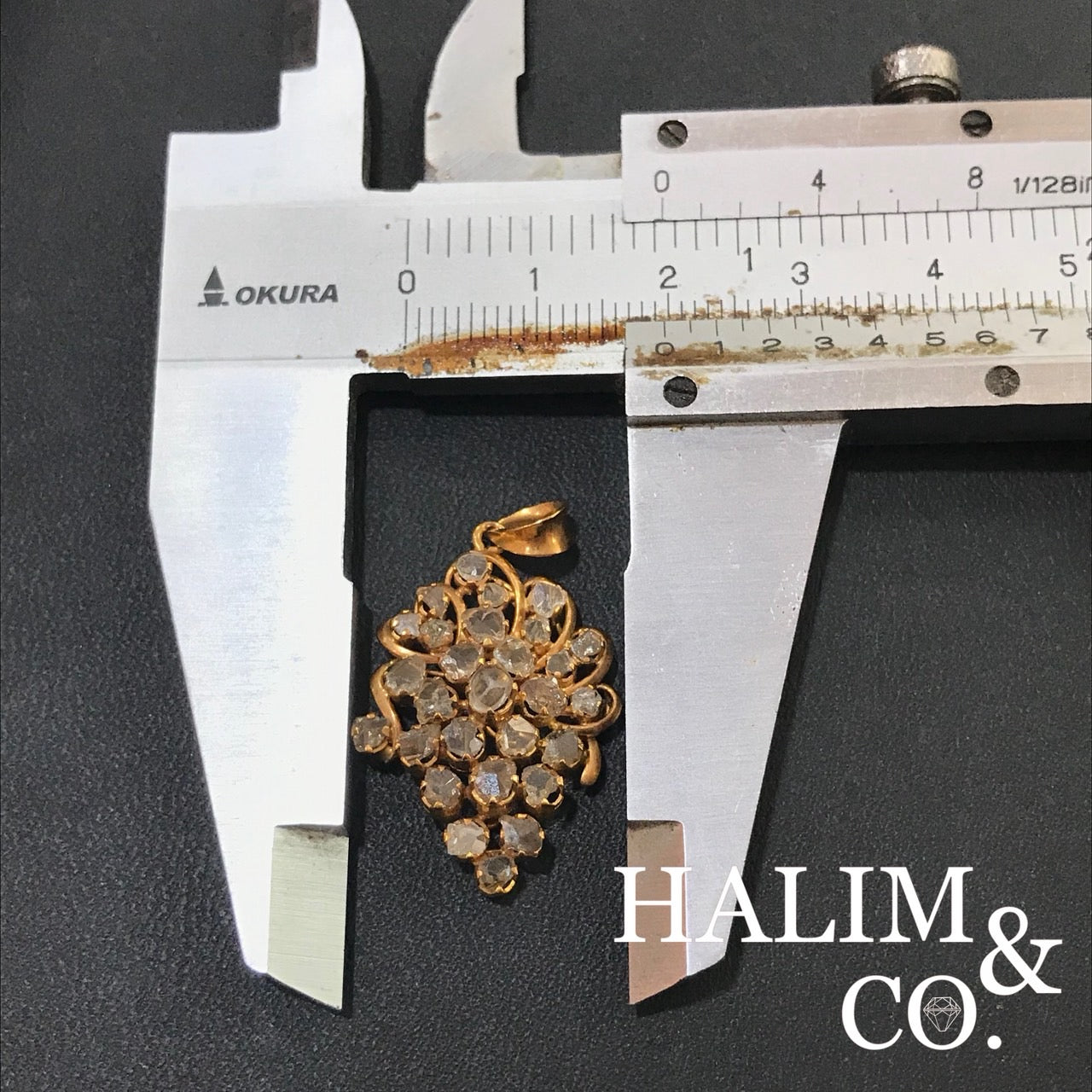 Antique Polki Diamond pendant. Kebaya Jewelry / Peranakan Nyonya Jewelry